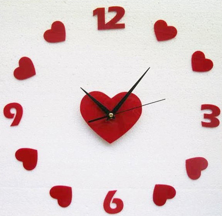 Red Hearts Acrylic Wall Clock
