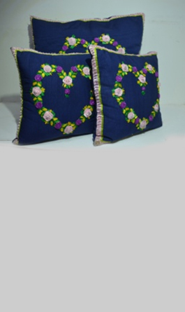 CUSHION WITH RIBBON WORK