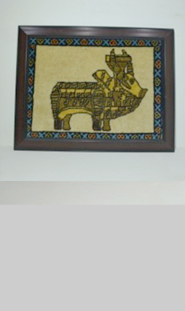 MEHERGARH MOTIF WEAVED IN CARPET WORK WALL HANGING