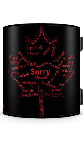 Sorry Multiple Languages Mug
